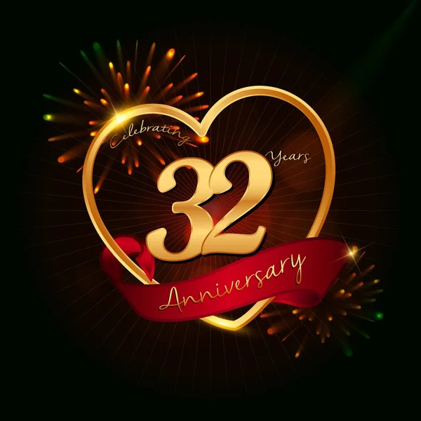 32 anos logotipo aniversário —  Vetores de Stock