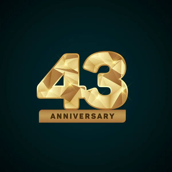 43 років золотий ювілей логотип — стоковий вектор