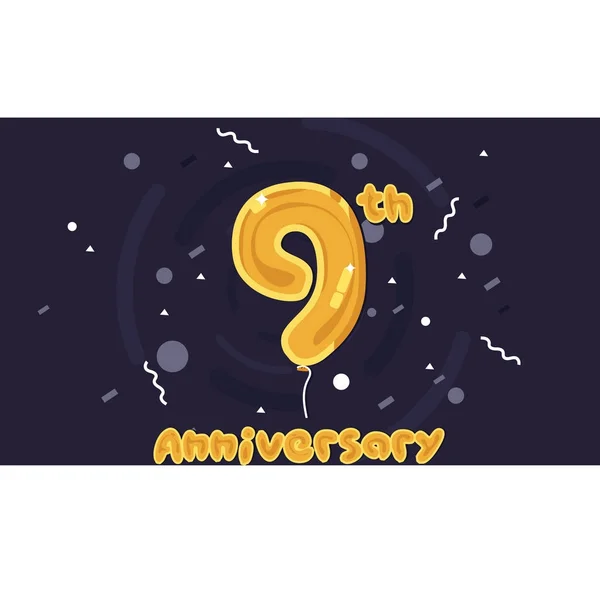 Years Anniversary Celebration Logo Yellow Foil Balloon Colored Vector Illustration — Stock Vector