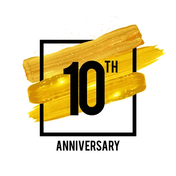 Anos Celebração Aniversário Logotype Com Ornamento Escova Dourada Isolado Fundo — Vetor de Stock