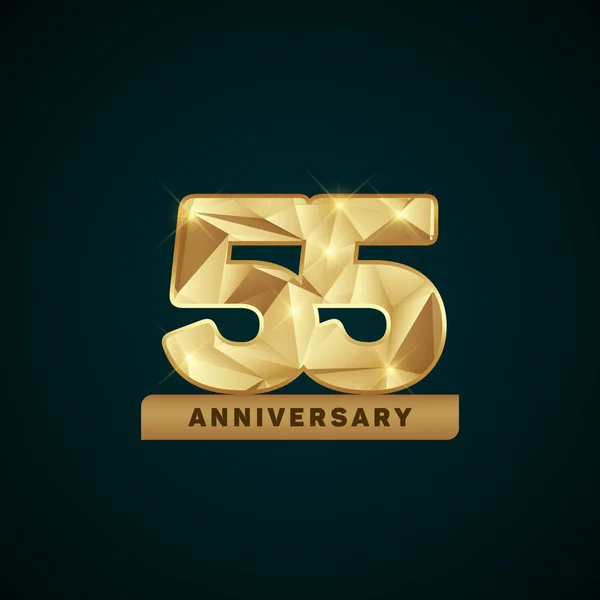 55 anni d'oro Anniversario Logotipo — Vettoriale Stock