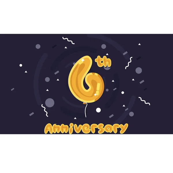 Logotipo Celebração Aniversário Anos Balão Amarelo Folha Colorida Ilustração Vetor — Vetor de Stock