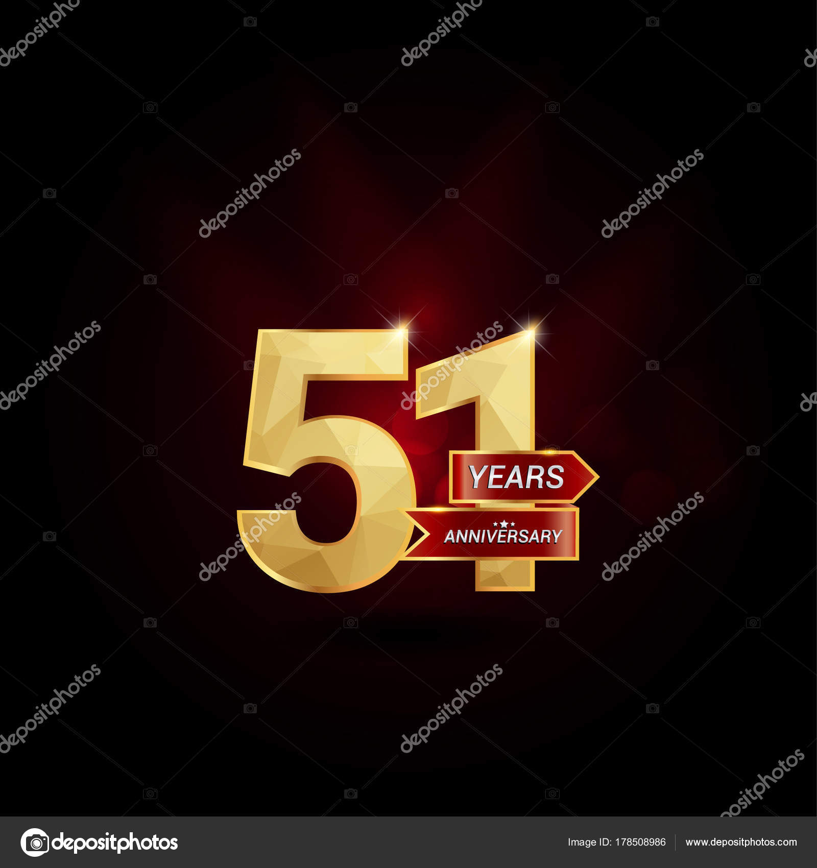 51 anos bodas de ouro de logotipo — Vetores de Stock ...