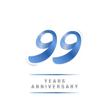 99 yıl yıldönümü kutlama mavi logo şablonu, beyaz arka plan üzerinde izole vektör çizim