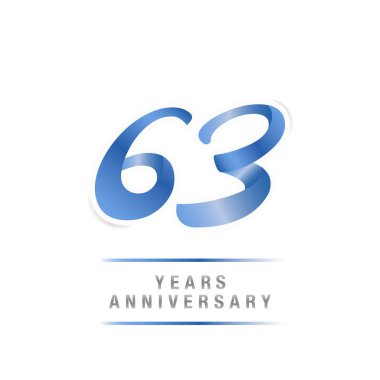 63 yıl yıldönümü kutlama mavi logo şablonu, beyaz arka plan üzerinde izole vektör çizim