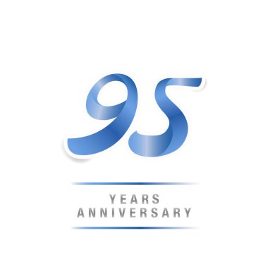95 yıl yıldönümü kutlama mavi logo şablonu, beyaz arka plan üzerinde izole vektör çizim
