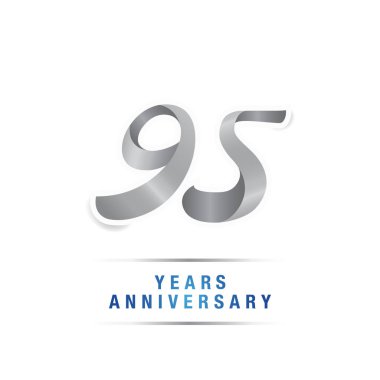 95 yıl yıldönümü kutlama logosu, vektör illüstrasyon izole beyaz arka plan üzerinde gümüş