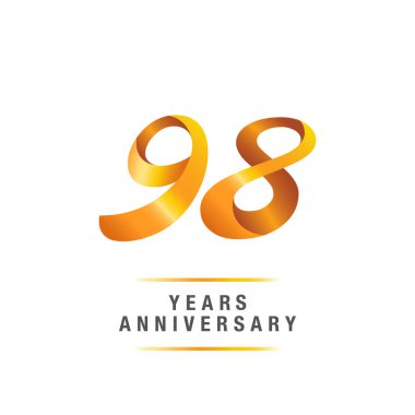 98 yıl altın yıldönümü kutlama logosu, beyaz arka plan üzerinde izole vektör çizim