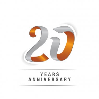 20 yıl Logo kutlamaları sarı ve gri renkler, vektör çizim Isolated beyaz arka plan üzerinde