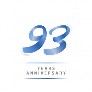 93 yıl yıldönümü kutlama mavi logo şablonu, beyaz arka plan üzerinde izole vektör çizim