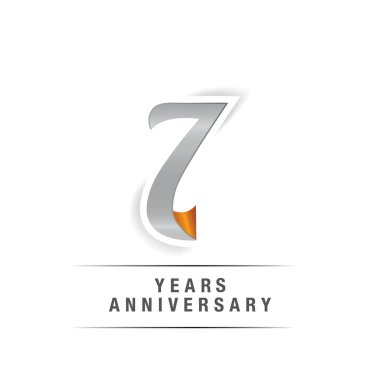7 yıl Logo kutlamaları sarı ve gri renkler, vektör çizim Isolated beyaz arka plan üzerinde