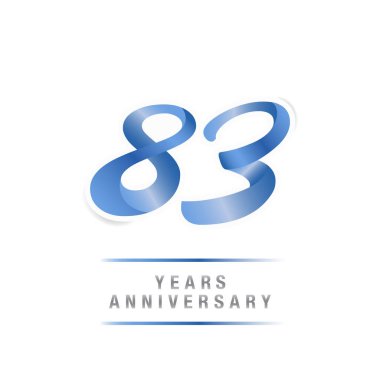 83 yıl yıldönümü kutlama mavi logo şablonu, beyaz arka plan üzerinde izole vektör çizim