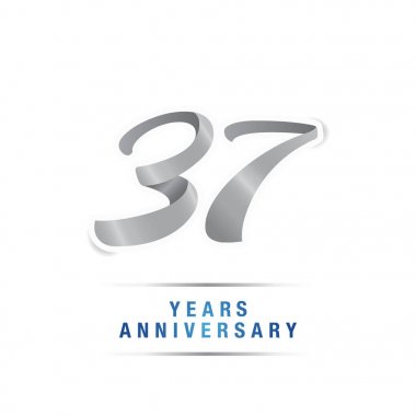 37 yaş gümüş yıldönümü kutlama logosu, beyaz arka plan üzerinde izole vektör çizim