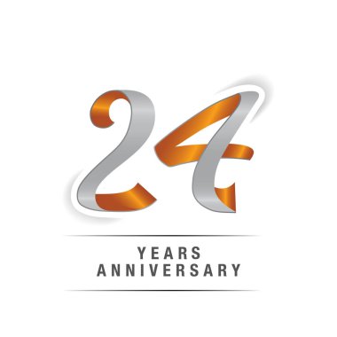 24 yıl Logo kutlamaları sarı ve gri renkler, vektör çizim Isolated beyaz arka plan üzerinde