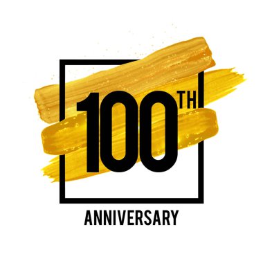 Beyaz arka plan üzerinde izole altın fırça süsleme ile 100 yıl yıldönümü kutlama logo. Vektör çizim