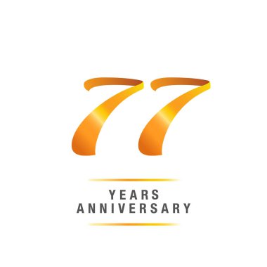 77 yıl altın yıldönümü kutlama logosu, beyaz arka plan üzerinde izole vektör çizim