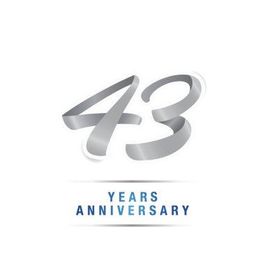 43 yaş gümüş yıldönümü kutlama logosu, beyaz arka plan üzerinde izole vektör çizim
