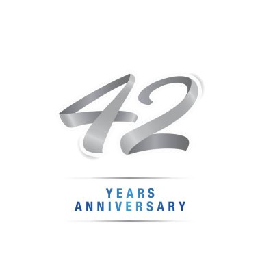 42 yıl yıldönümü kutlama logosu, vektör illüstrasyon izole beyaz arka plan üzerinde gümüş