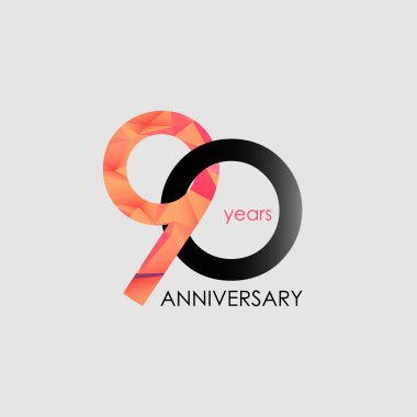 90 yıl yıldönümü geometrik tarzı ile vektör çizim renkli düşük Poli tasarımıyla 