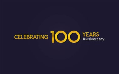 100 yıl altın yıldönümü kutlama logosu, koyu arka plan üzerinde vektör çizim