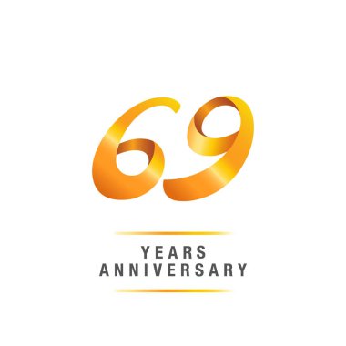  69 yaş altın yıldönümü kutlama logosu, beyaz arka plan üzerinde izole vektör çizim