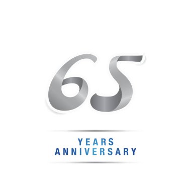 65 yıl yıldönümü kutlama logosu, vektör illüstrasyon izole beyaz arka plan üzerinde gümüş