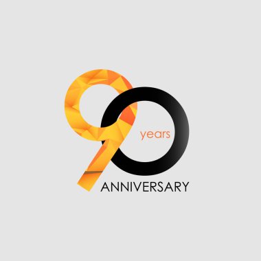 90 yıl yıldönümü geometrik tarzı ile vektör çizim renkli düşük Poli tasarımıyla 