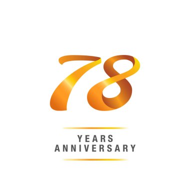78 yıl altın yıldönümü kutlama logosu, beyaz arka plan üzerinde izole vektör çizim