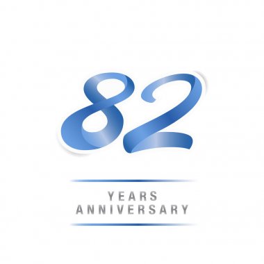 82 yıl yıldönümü kutlama mavi logo şablonu, beyaz arka plan üzerinde izole vektör çizim
