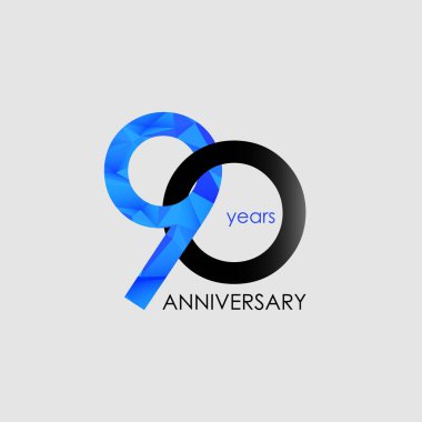 90 yıl yıldönümü geometrik tarzı ile vektör çizim renkli düşük Poli tasarımıyla 