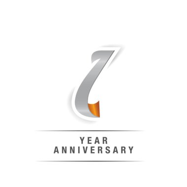 1 yıl yıldönümü Logo kutlama vektör çizim Isolated beyaz zemin üzerine sarı ve gri renkler,