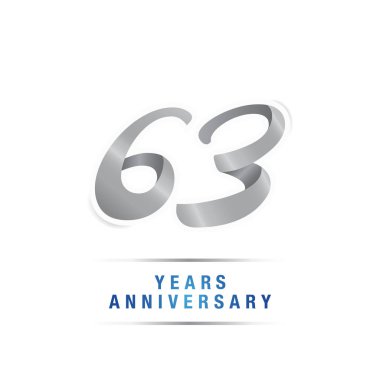 63 yıl yıldönümü kutlama logosu, vektör illüstrasyon izole beyaz arka plan üzerinde gümüş