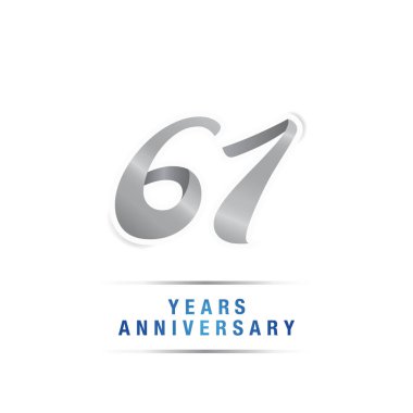 61 yaş gümüş yıldönümü kutlama logosu, beyaz arka plan üzerinde izole vektör çizim