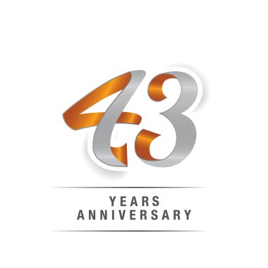 43 yıl Logo kutlamaları sarı ve gri renkler, vektör çizim Isolated beyaz arka plan üzerinde