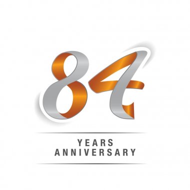 84 yıl Logo kutlamaları sarı ve gri renkler, vektör çizim Isolated beyaz arka plan üzerinde