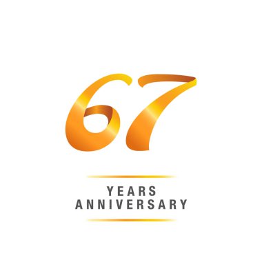 67 yıl altın yıldönümü kutlama logosu, beyaz arka plan üzerinde izole vektör çizim