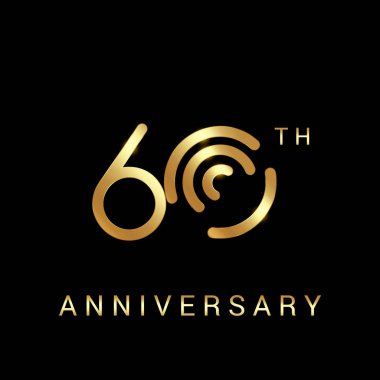 60 yıl altın yıldönümü vektör Logo Tasarım, illüstrasyon siyah arka plan üzerine