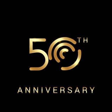 50 yıl altın yıldönümü vektör Logo Tasarım, illüstrasyon siyah arka plan üzerine