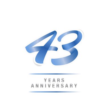 43 yıl yıldönümü kutlama mavi logo şablonu, beyaz arka plan üzerinde izole vektör çizim