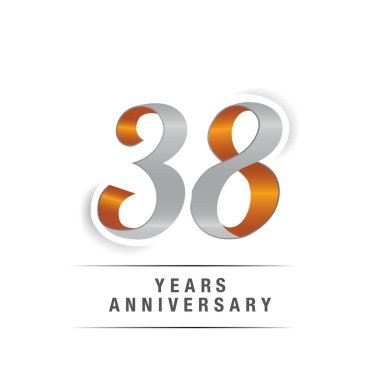 38 yaş Logo kutlamaları sarı ve gri renkler, vektör çizim Isolated beyaz arka plan üzerinde