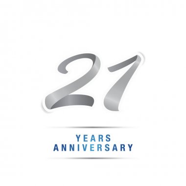 21 yaş gümüş yıldönümü kutlama logosu, beyaz arka plan üzerinde izole vektör çizim