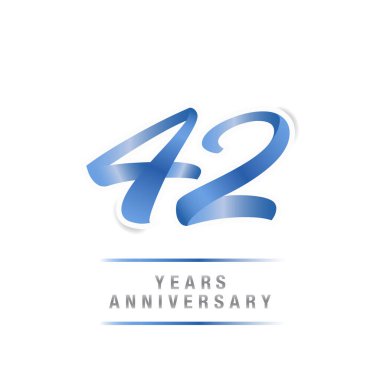 42 yıl yıldönümü kutlama mavi logo şablonu, beyaz arka plan üzerinde izole vektör çizim