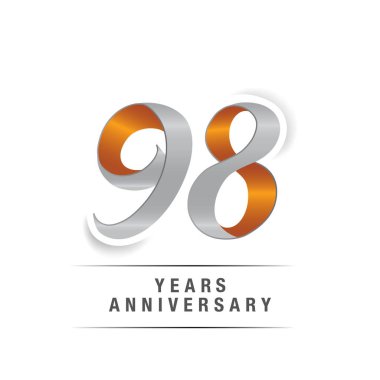 98 yıl Logo kutlamaları sarı ve gri renkler, vektör çizim Isolated beyaz arka plan üzerinde