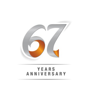 67 yıl Logo kutlamaları sarı ve gri renkler, vektör çizim Isolated beyaz arka plan üzerinde