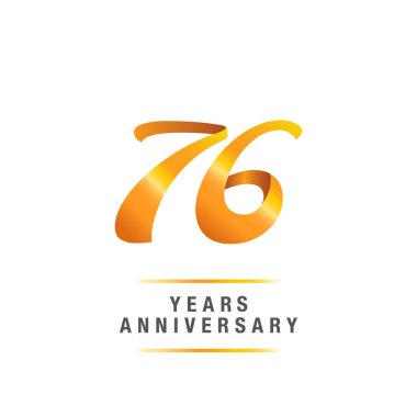 76 yıl altın yıldönümü kutlama logosu, beyaz arka plan üzerinde izole vektör çizim