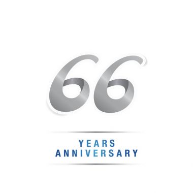 66 yıl yıldönümü kutlama logosu, vektör illüstrasyon izole beyaz arka plan üzerinde gümüş