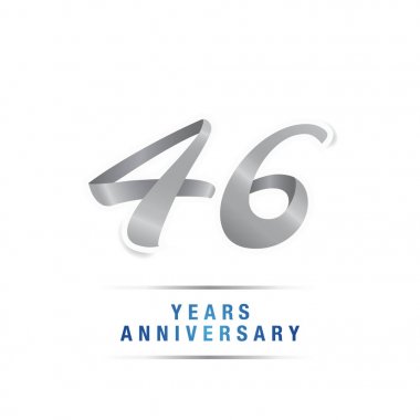 46 yaş gümüş yıldönümü kutlama logosu, beyaz arka plan üzerinde izole vektör çizim