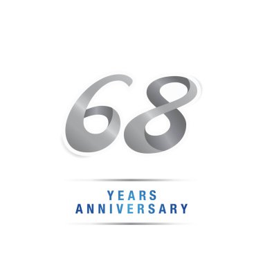 68 yıl yıldönümü kutlama logosu, vektör illüstrasyon izole beyaz arka plan üzerinde gümüş