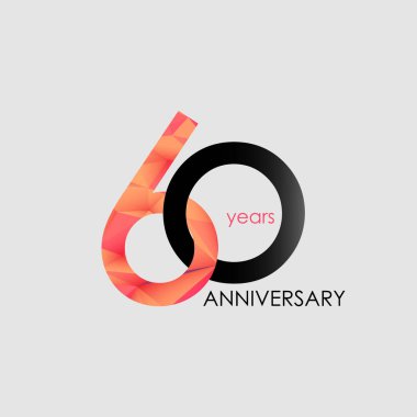 60 yıl yıldönümü geometrik tarzı ile vektör çizim renkli düşük Poli tasarımıyla 