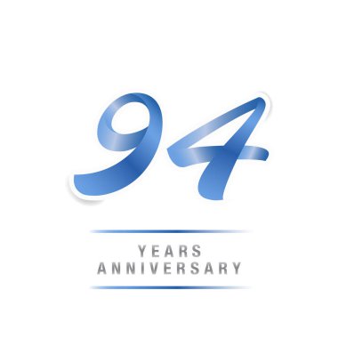 94 yıl yıldönümü kutlama mavi logo şablonu, beyaz arka plan üzerinde izole vektör çizim